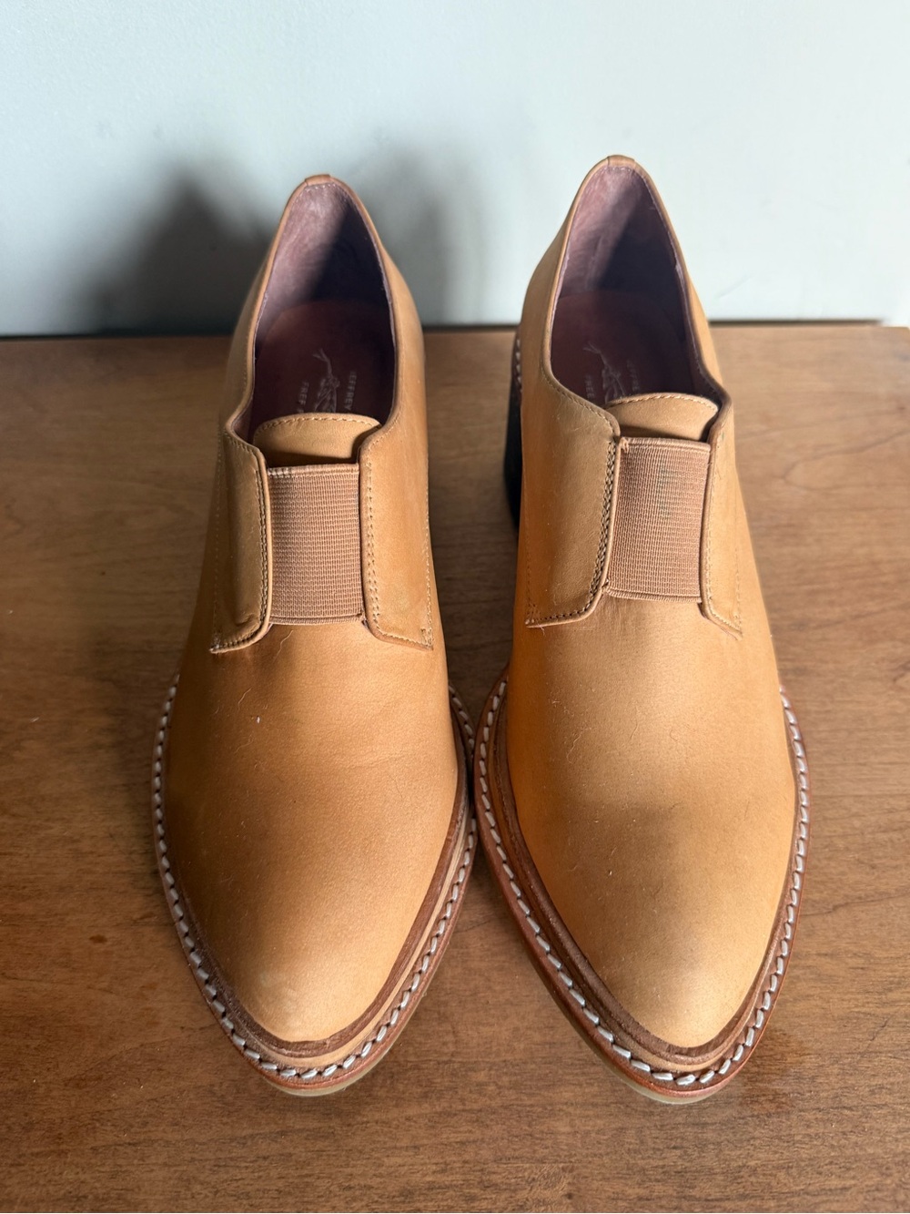Jeffrey Campbell x Free People Tan Nubuck Slip-On Heeled Oxfords 🤎